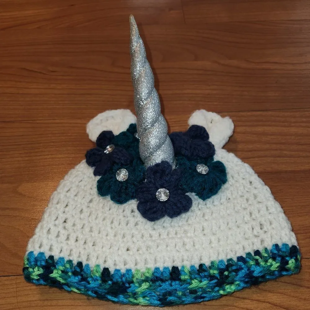 Unicorn Hat with Flower Crown Crochet || EUC